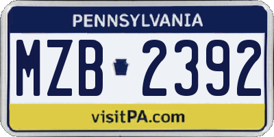 PA license plate MZB2392