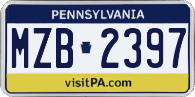 PA license plate MZB2397