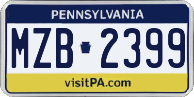 PA license plate MZB2399