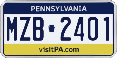 PA license plate MZB2401