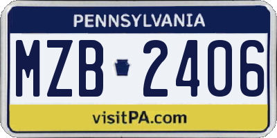 PA license plate MZB2406