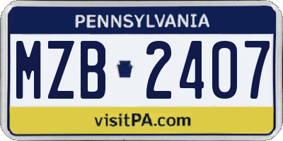 PA license plate MZB2407