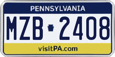PA license plate MZB2408