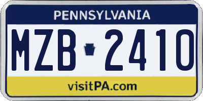 PA license plate MZB2410