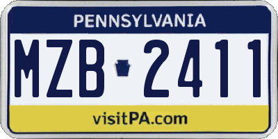 PA license plate MZB2411