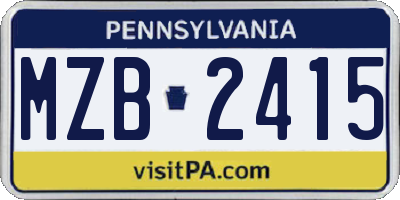 PA license plate MZB2415