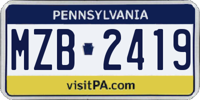 PA license plate MZB2419