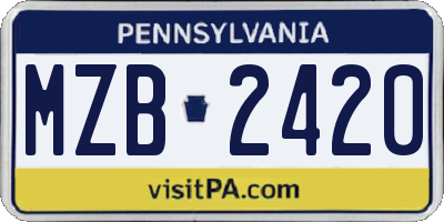 PA license plate MZB2420