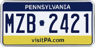 PA license plate MZB2421