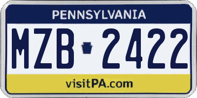 PA license plate MZB2422