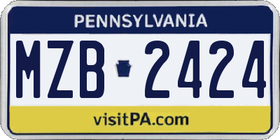 PA license plate MZB2424