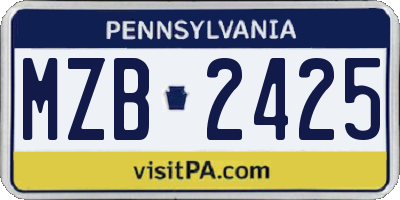 PA license plate MZB2425