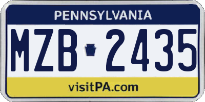 PA license plate MZB2435