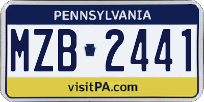 PA license plate MZB2441