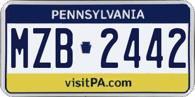 PA license plate MZB2442