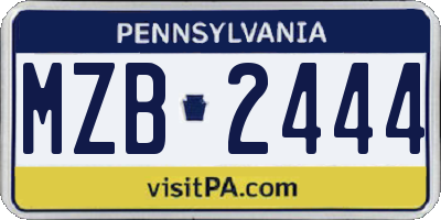 PA license plate MZB2444