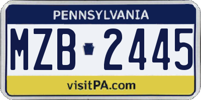 PA license plate MZB2445