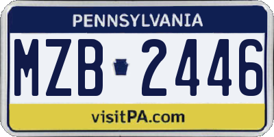 PA license plate MZB2446