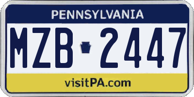 PA license plate MZB2447