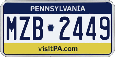 PA license plate MZB2449