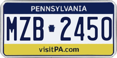 PA license plate MZB2450