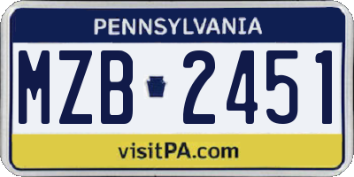 PA license plate MZB2451