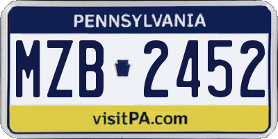PA license plate MZB2452