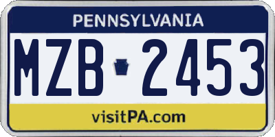 PA license plate MZB2453