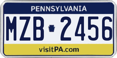 PA license plate MZB2456