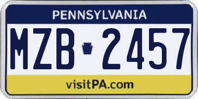 PA license plate MZB2457