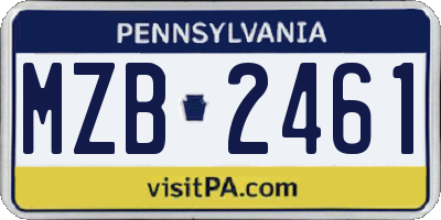 PA license plate MZB2461