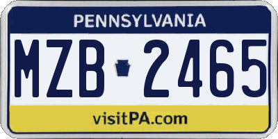 PA license plate MZB2465