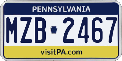 PA license plate MZB2467