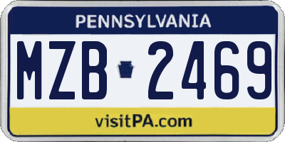 PA license plate MZB2469