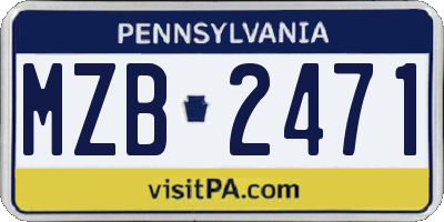 PA license plate MZB2471
