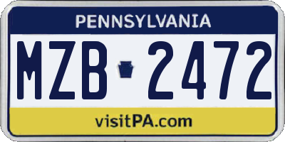 PA license plate MZB2472