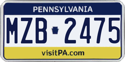 PA license plate MZB2475