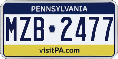 PA license plate MZB2477