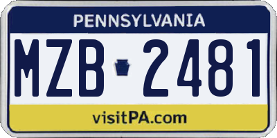 PA license plate MZB2481