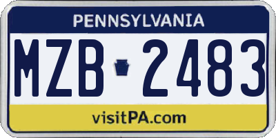 PA license plate MZB2483