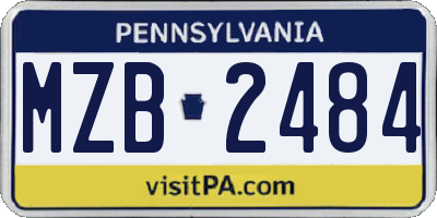 PA license plate MZB2484