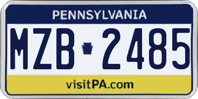PA license plate MZB2485