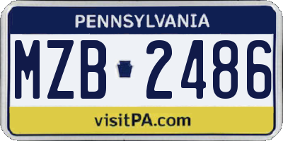 PA license plate MZB2486