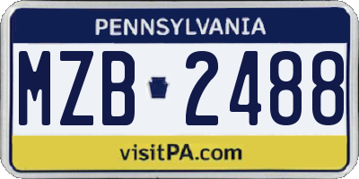 PA license plate MZB2488