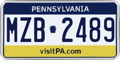 PA license plate MZB2489