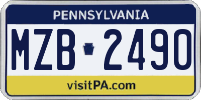 PA license plate MZB2490