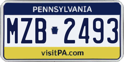 PA license plate MZB2493