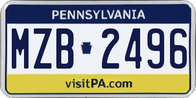 PA license plate MZB2496