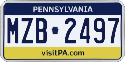 PA license plate MZB2497