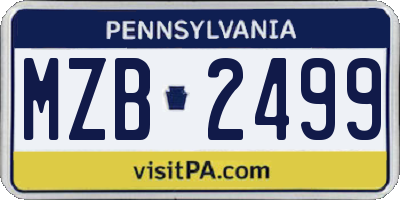 PA license plate MZB2499